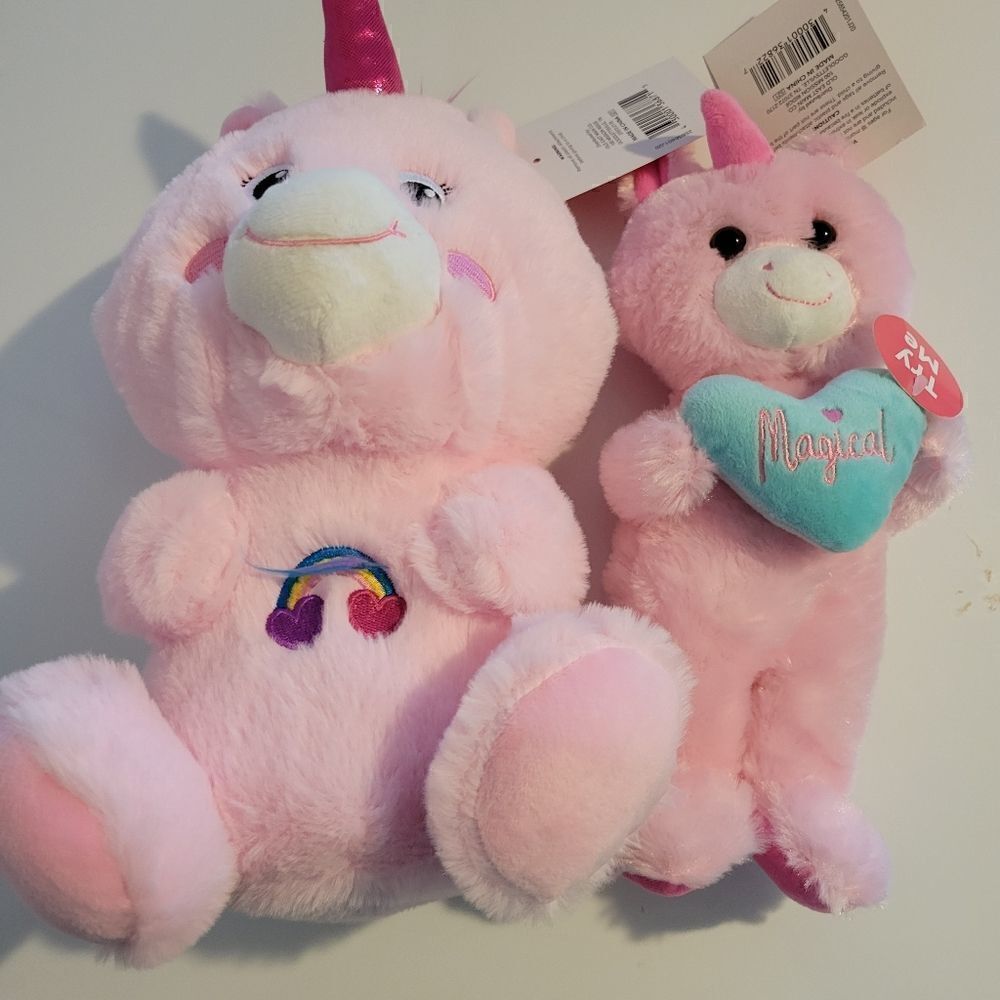 Stuffed Plush Pink Unicorns Set of 2 NWT